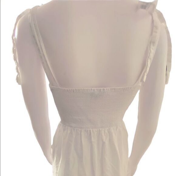 Stradivarius Poplin Midi Dress w/ Straps Womens Medium White BP0306 - Picture 8 of 13